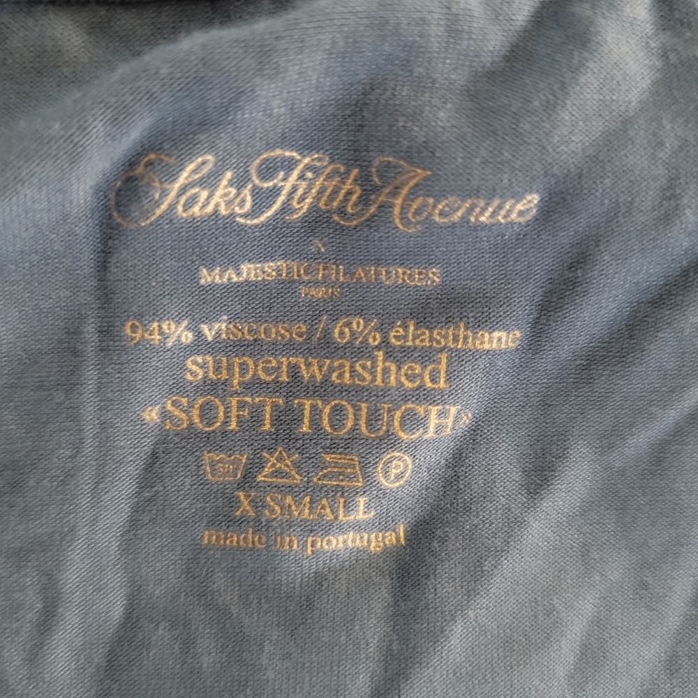 Saks Fifth Avenue Teal Blue Long Sleeve Scoop Neck Top - Picture 3 of 10